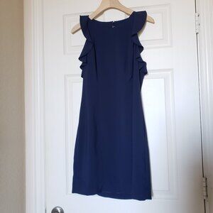 Lilly Pulitzer Britnee Ruffle Sleeve Lace Back Navy Stretch Shift Dress - Size 6